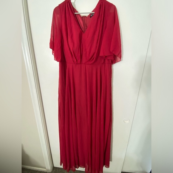 SHEIN Dresses & Skirts - Red SHEIN 2XL Butterfly Sleeve Belted Maxi Dress